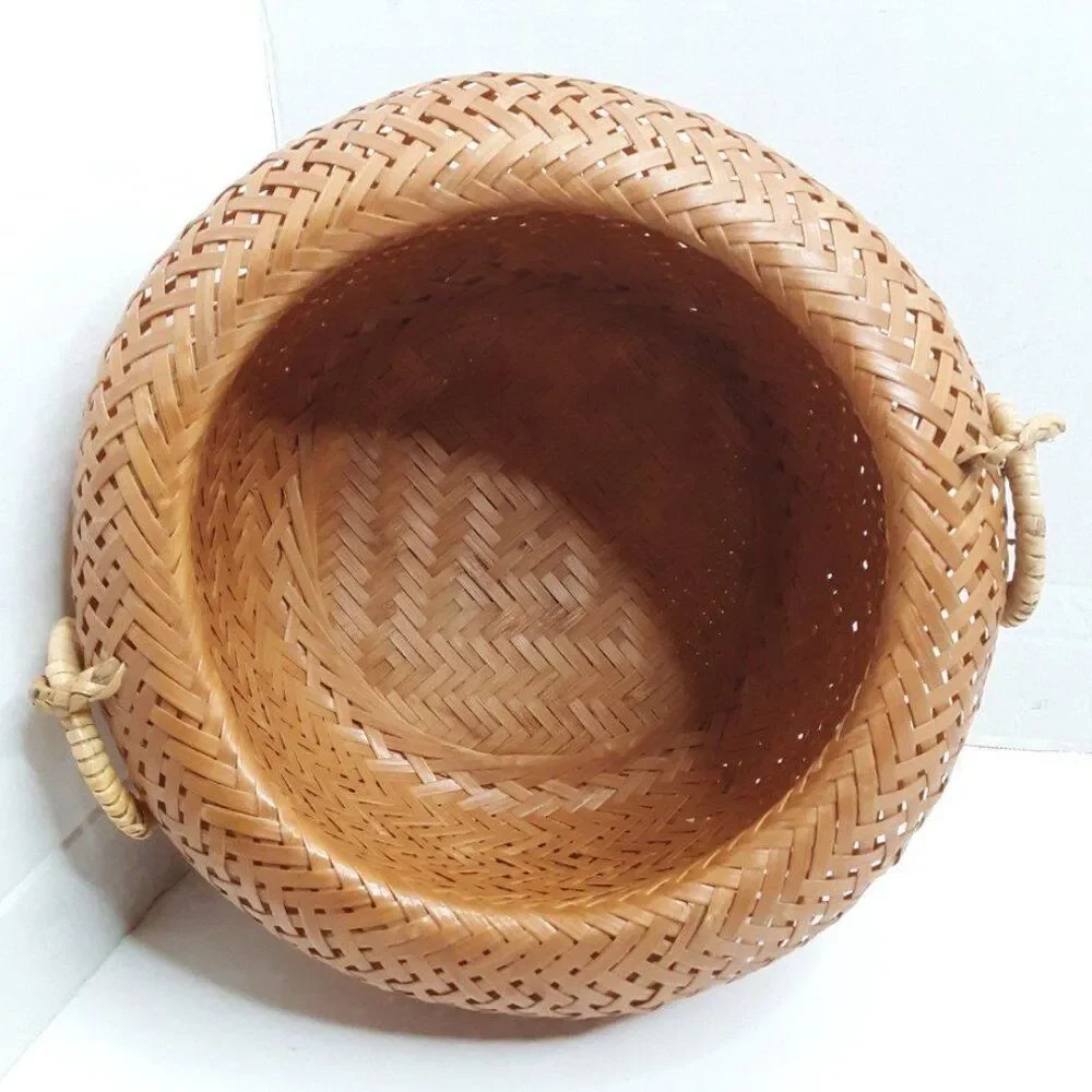Bohemian Vintage Circle Woven Boho Basket/ Plant Stand